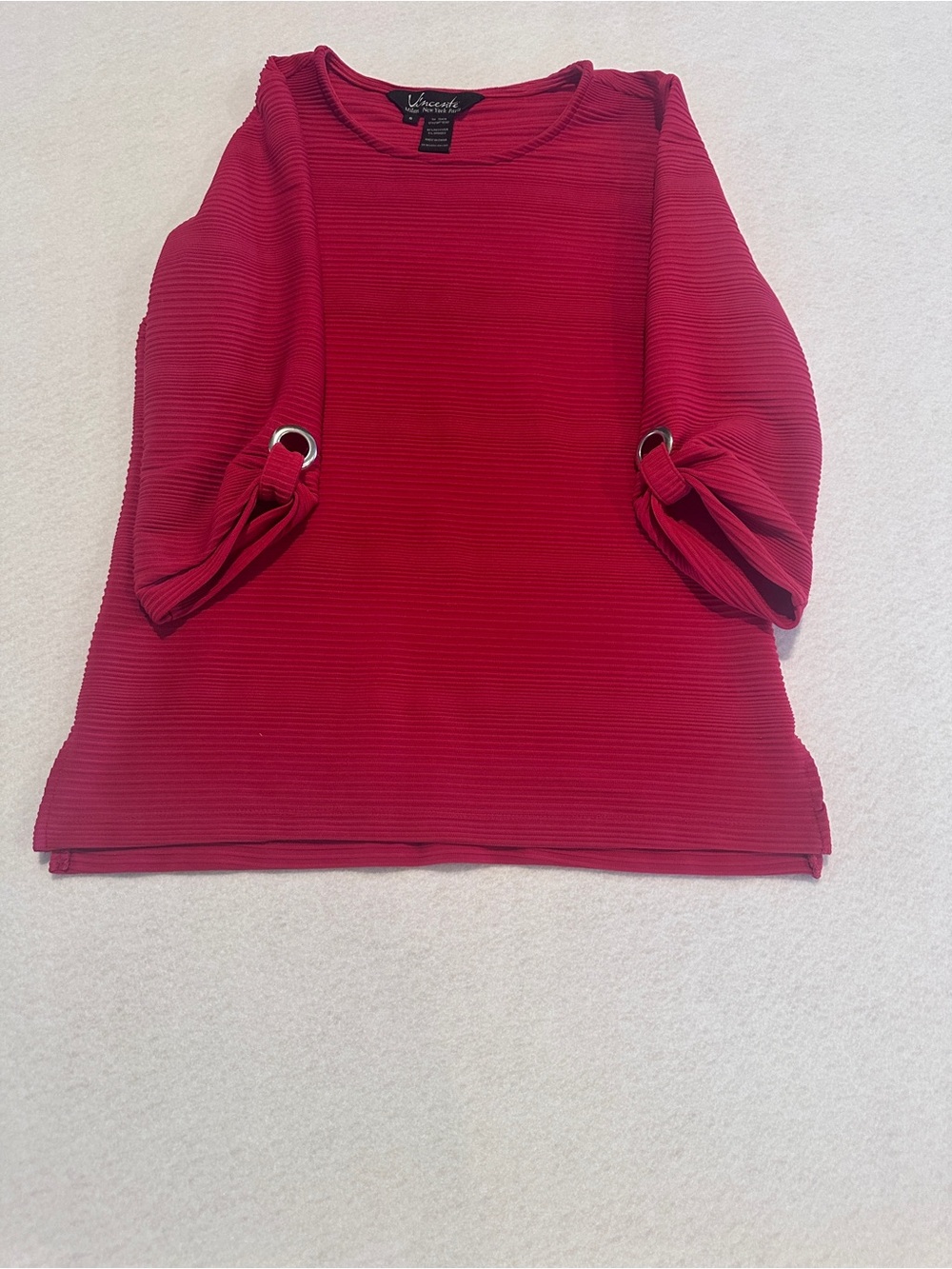 Vince Fitted Ribbed Short-Sleeve Top in Berry Pink